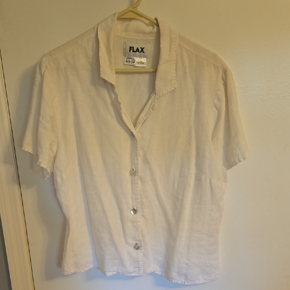 Flax Ivory Short-Sleeve Shirt